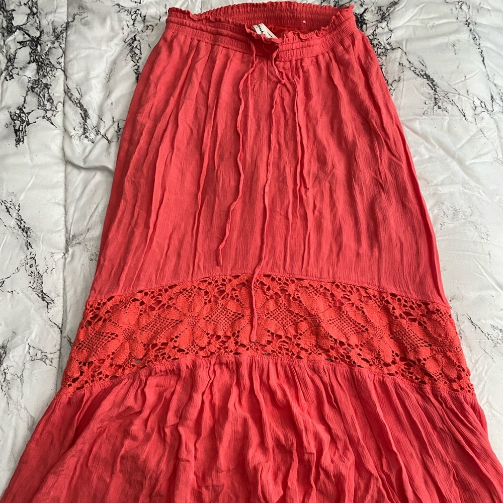 Salmon Pink Maxi Skirt